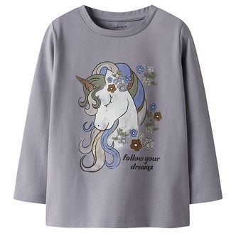 Name It Bluse - NmfTulinea - Lavender Gray m. Print