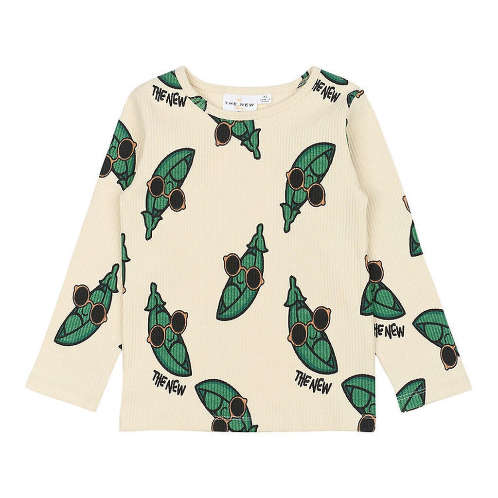 The New Siblings Bluse - Rib - TnstNevi - White Swan/Grøn m. Ært