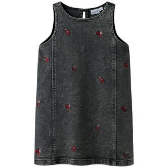 Name It Denimkjole - NmfBrynn - Medium Grey Denim/Flower