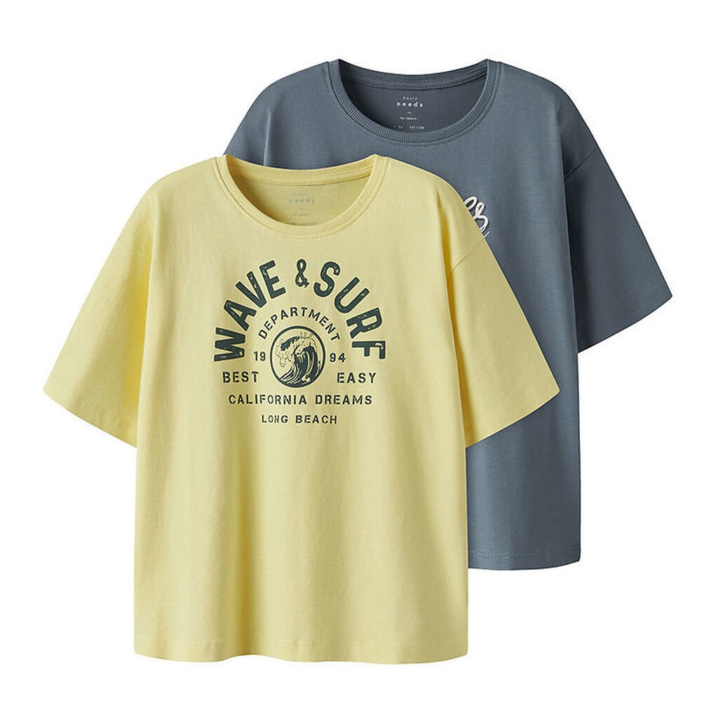 Name It T-shirt - NkmVictor - 2-Pak - Lemon Meringue/Blue Mirage