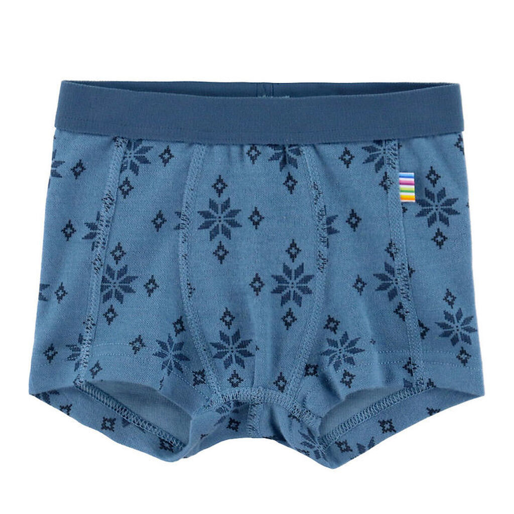 Joha Boxershorts - Uld/Bomuld - Blå m. Snefnug