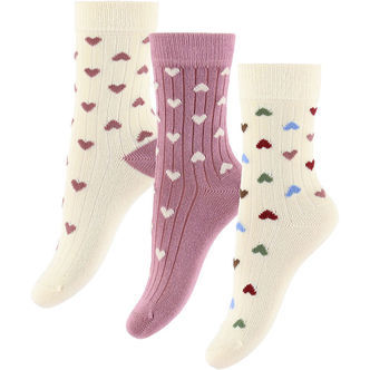 MiniPop Strømper - Bambus - 3-pak - Heart Mix