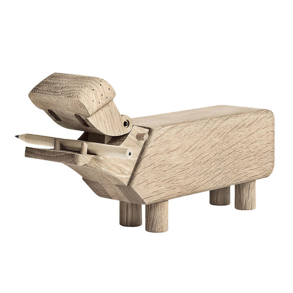 Kay Bojesen træfigur - Flodhest - H9 cm - Eg