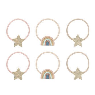 Mimi & Lula Hårelastikker - 6-pak - Rainbow & Star Celeste