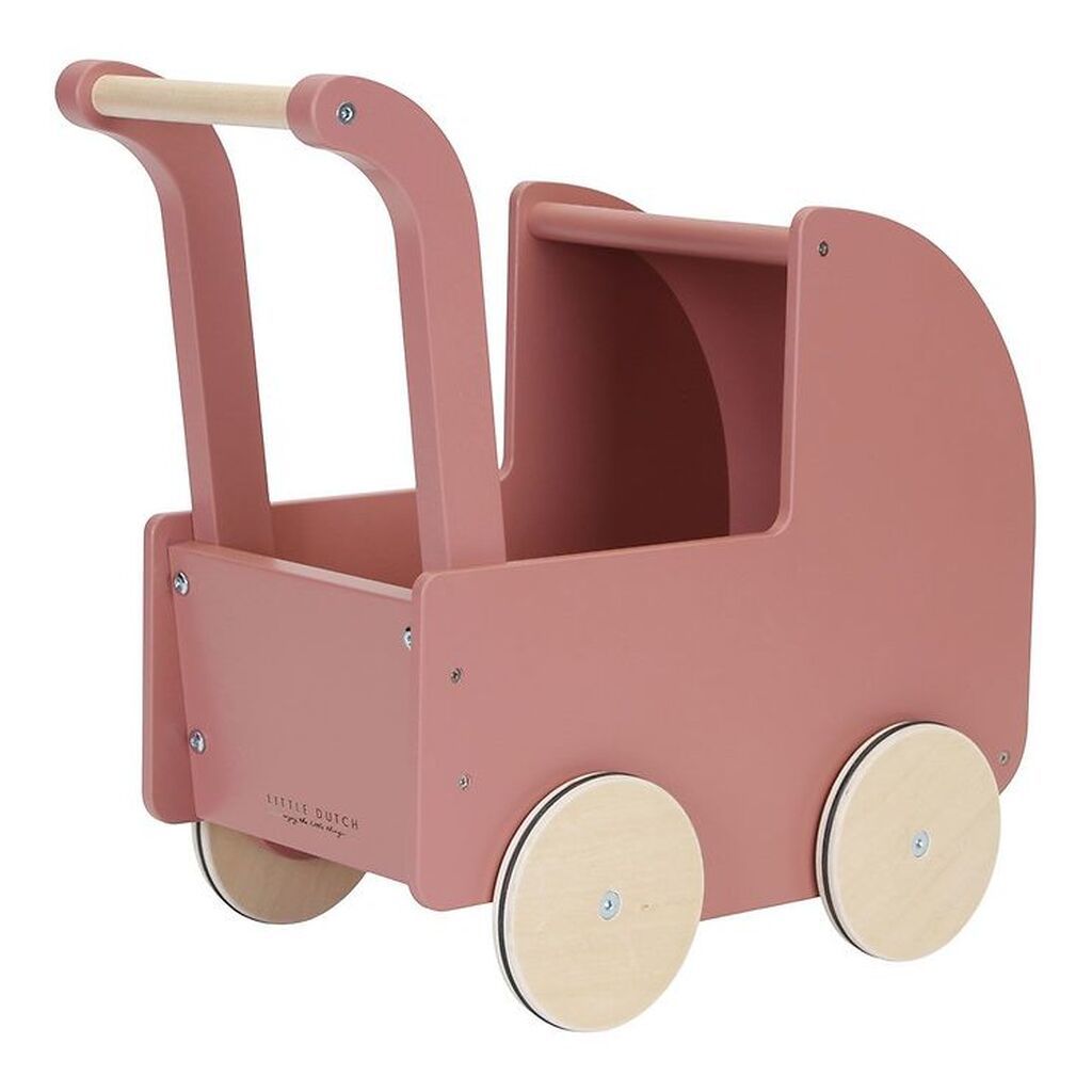 Little Dutch Dukkevogn - Træ - Lyserød
