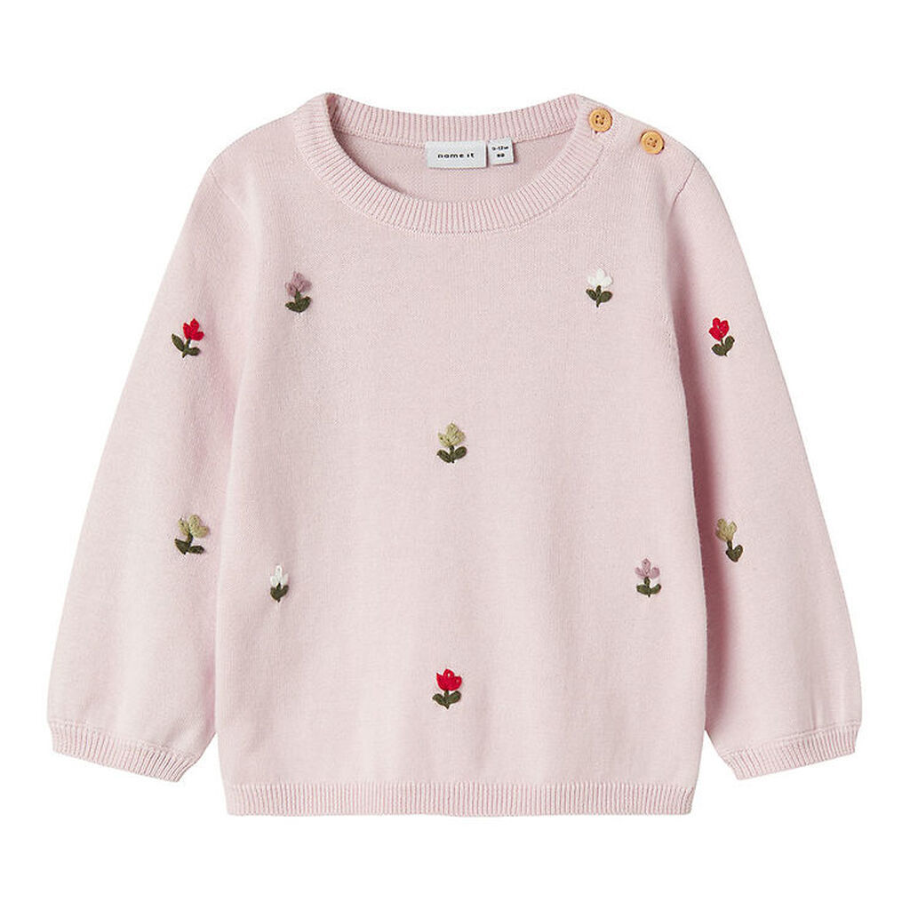 Name It Bluse - Strik - NbfFaflow - Light Lilac m. Blomster