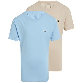 Calvin Klein T-shirt - 2-pak - Monogram - Blue Bell/Oyster Gray