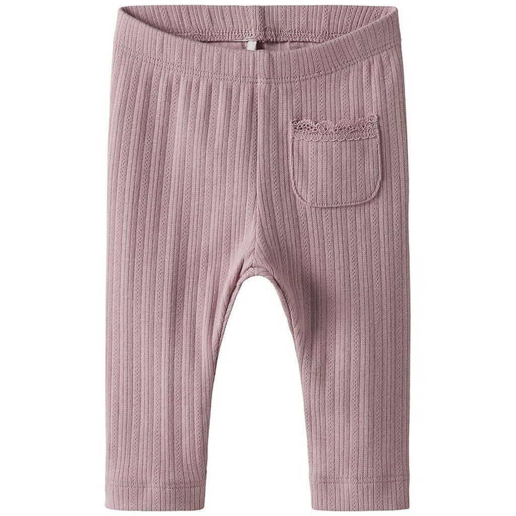 Name It Leggings - Rib - NbfSiva - Keepsake Lilac m. Hulmønster