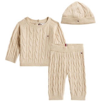 Tommy Hilfiger Gaveæske - Bluse/Bukser/Hue - Strik - Malted Milk