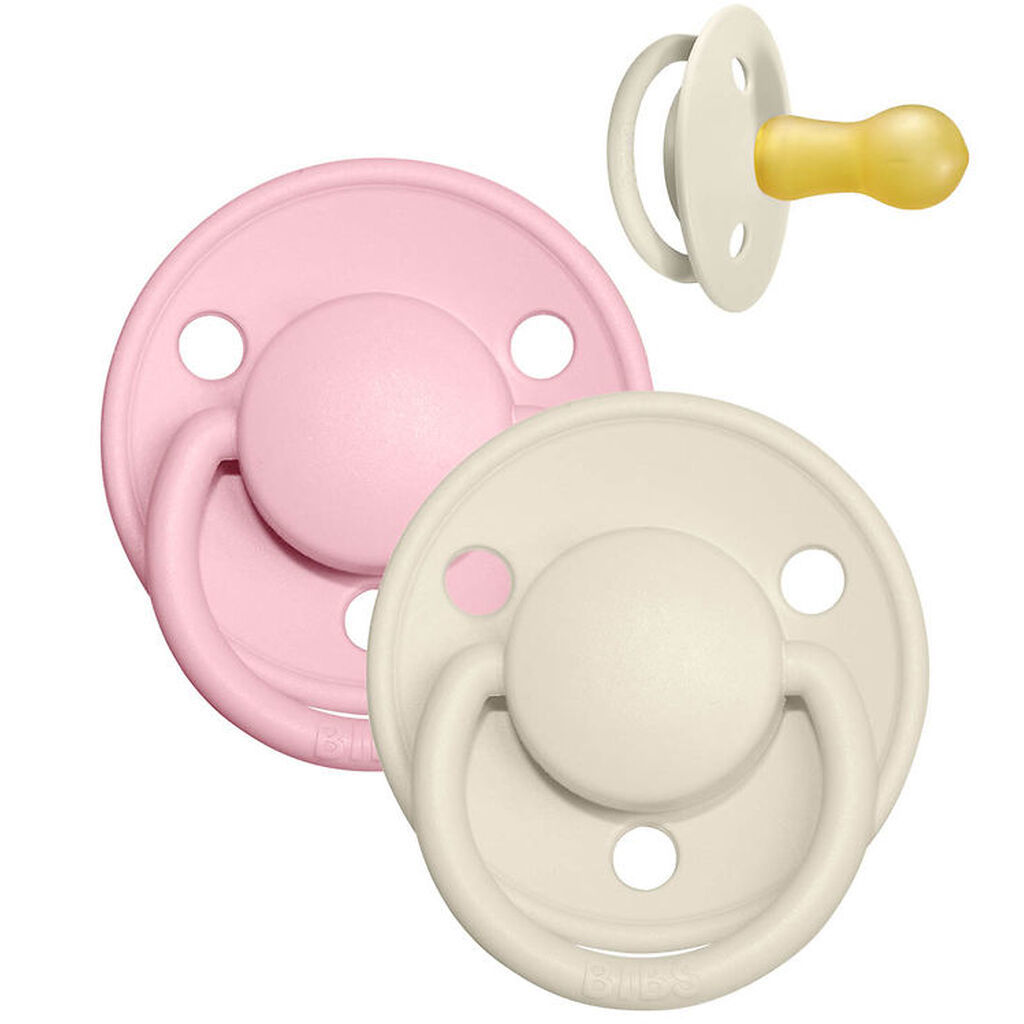 BIBS De Lux Sutter - Str. 2 - 2-pak - Rund - Ivory/Baby Pink