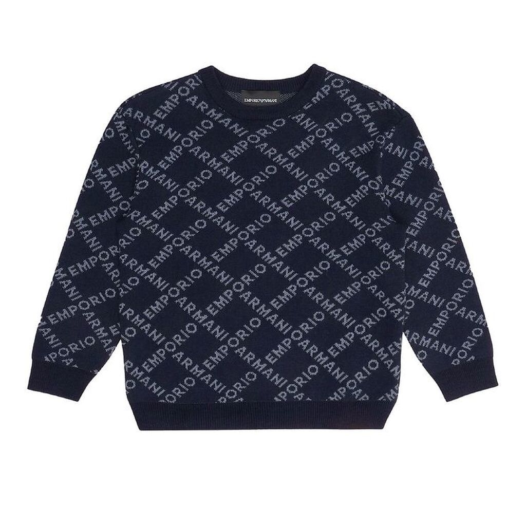 Emporio Armani Bluse - Akryl/Uld - Navy m. Lyseblå