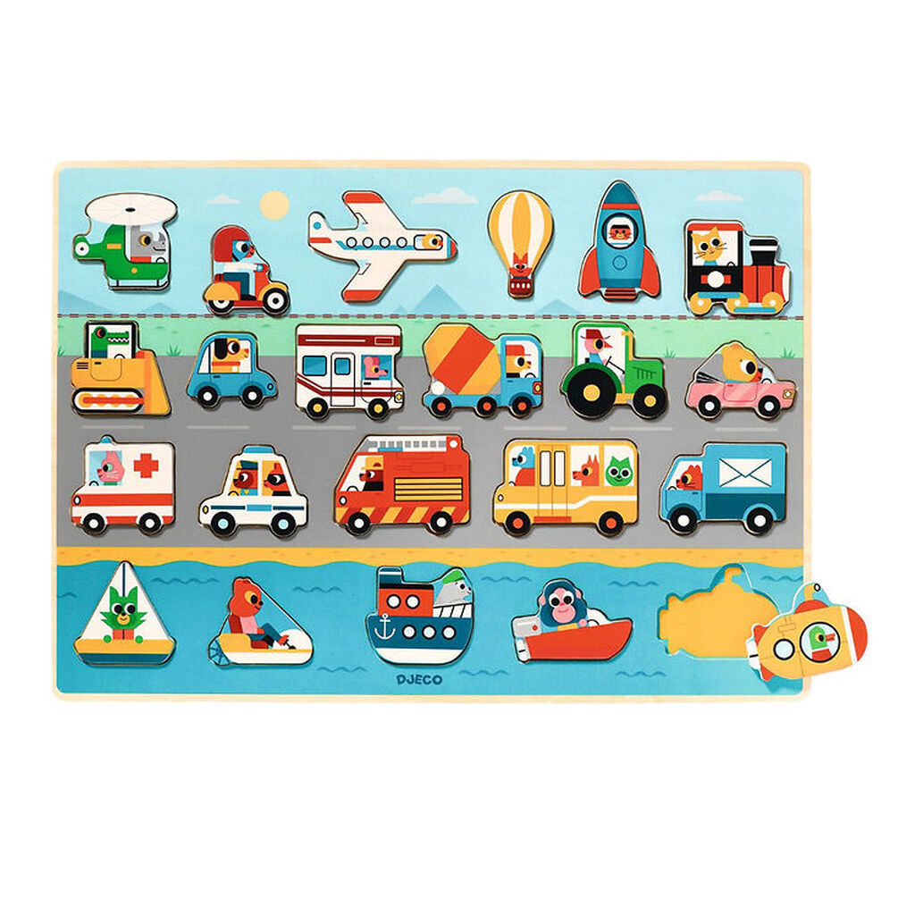 Djeco Puslespil - 22 Brikker - Puzzlo Vroom