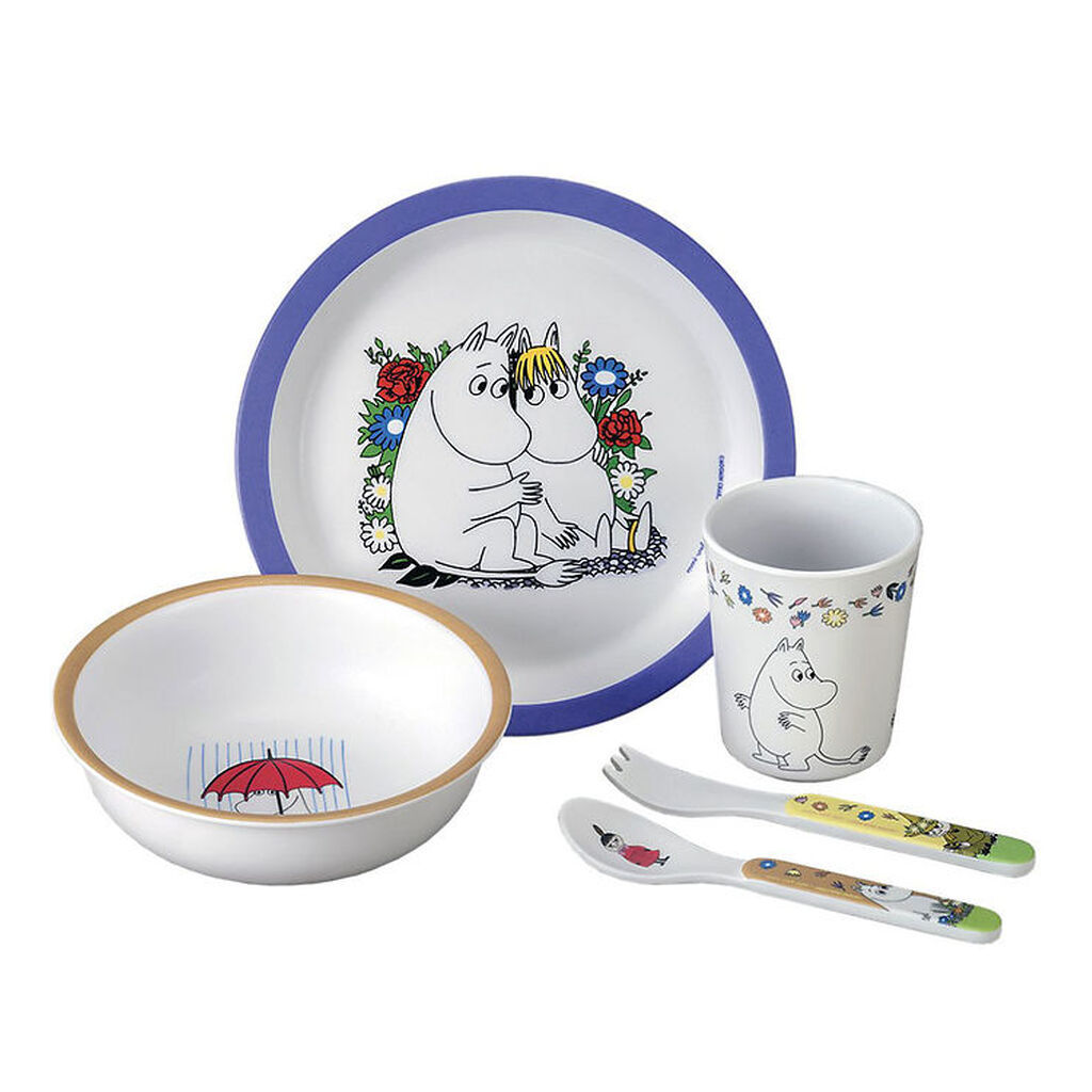 Petit Jour Paris Spisesæt - 5 Dele - Melamin - Moomin Blå