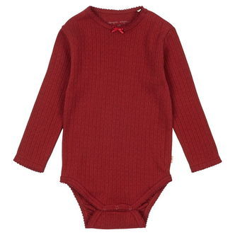 Konges Sløjd Body l/æ - Minnie - Red Dahlia m. Hulmønster