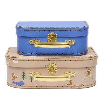 OYOY Kuffertsæt - 2-pak - Fox - Beige/Blue