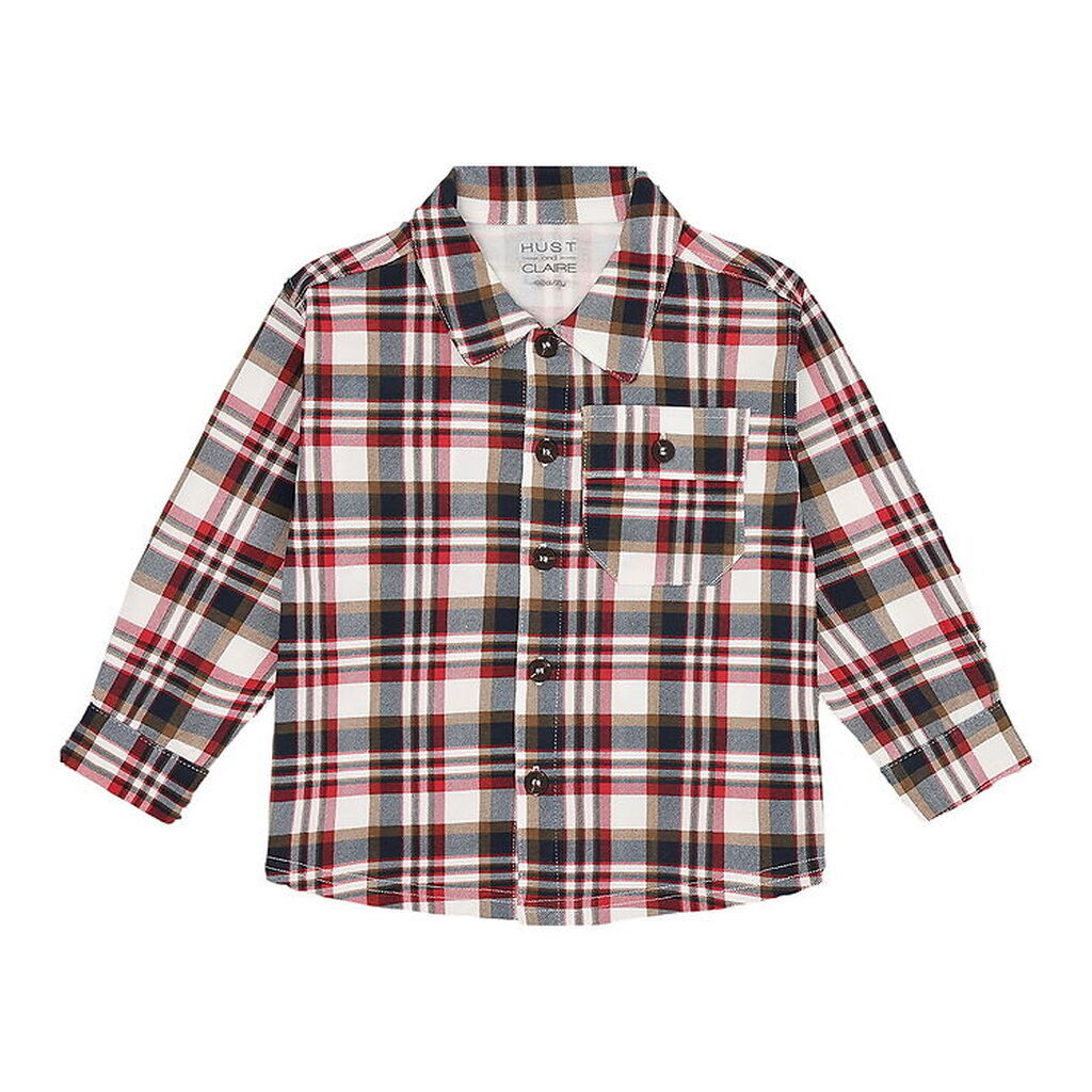 Hust and Claire Skjorte - HcRavn - Warm Red/Hvidternet