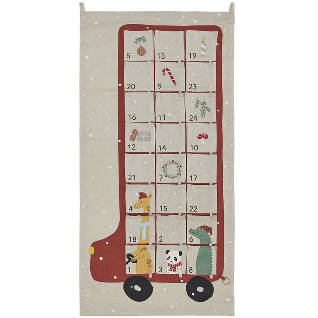 OYOY Julekalender - Bus - Clay/Rød