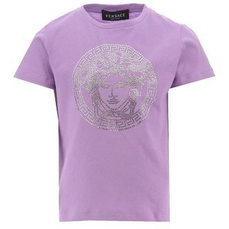 Versace T-shirt - Medusa Strass - Baby Violet m. Krystaller