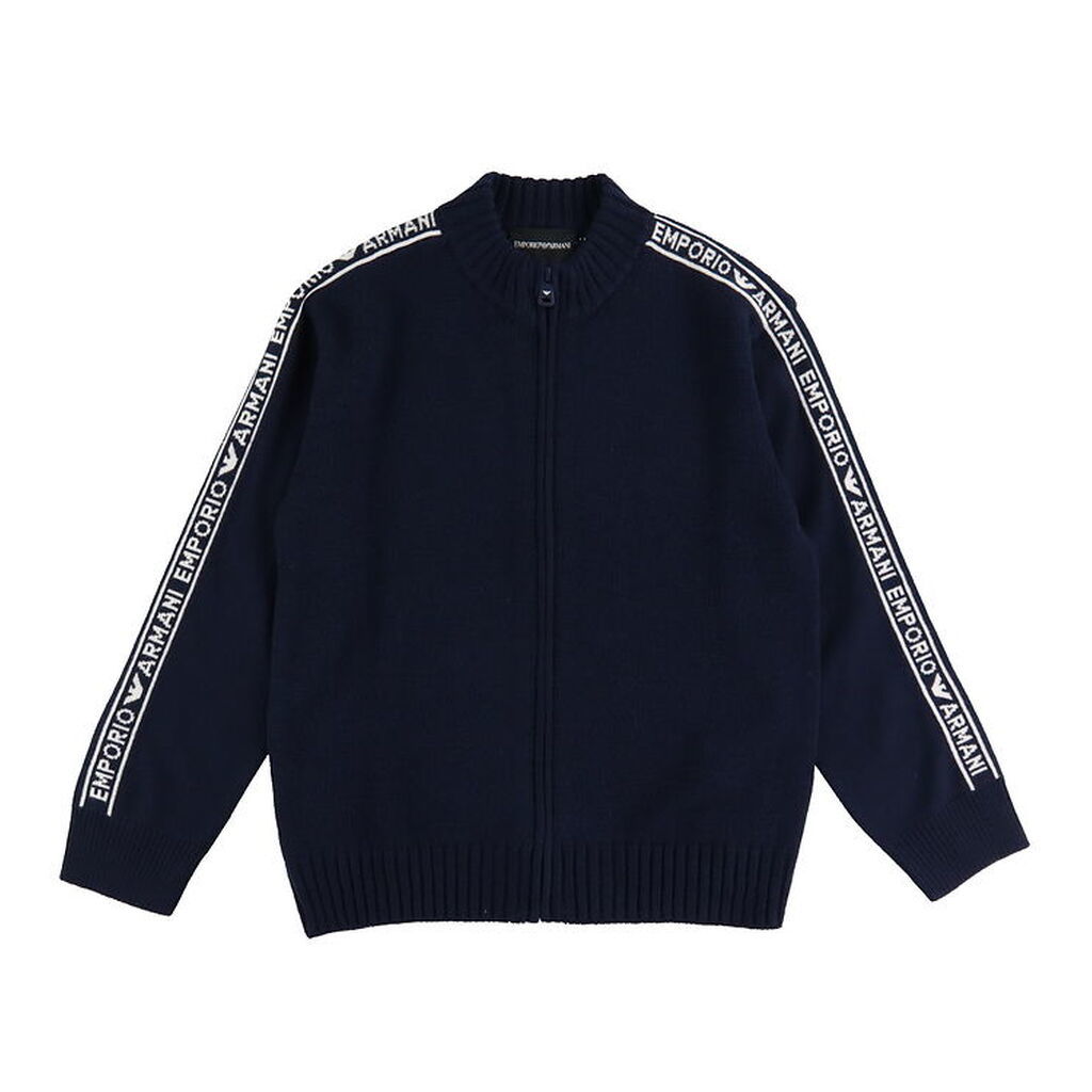 Emporio Armani Cardigan - Akryl/Uld - Navy m. Logostriber