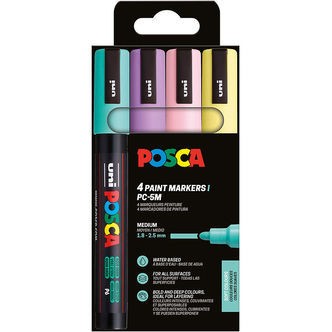 Posca Tuscher - PC-5M - 4 stk. - Afdæmpede farver