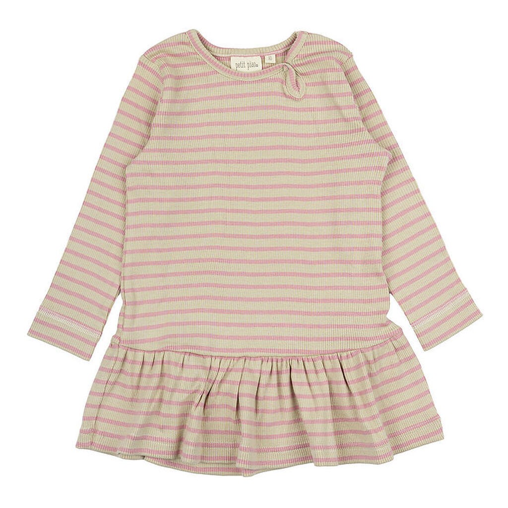 Petit Piao Kjole - Rib - Modal - Bright Rose/ Dark Off White