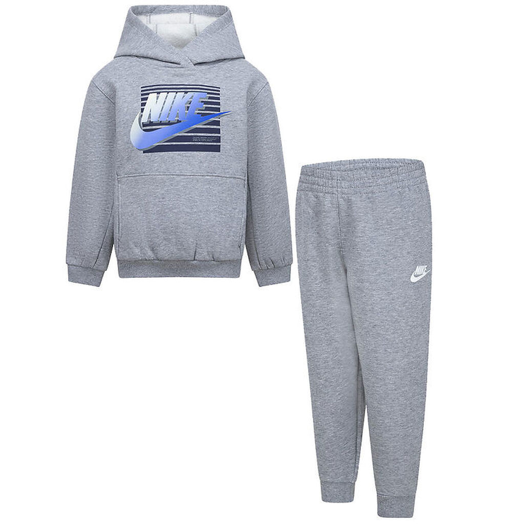 Nike Sweatsæt - Mørkegråmeleret m. Blå