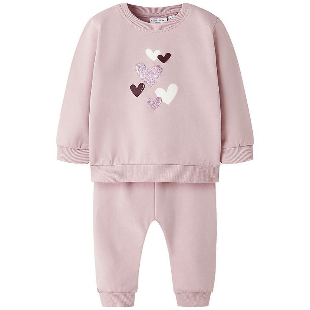 Name It Sweatsæt - NbfVrillie - Burnished Lilac/Hearts