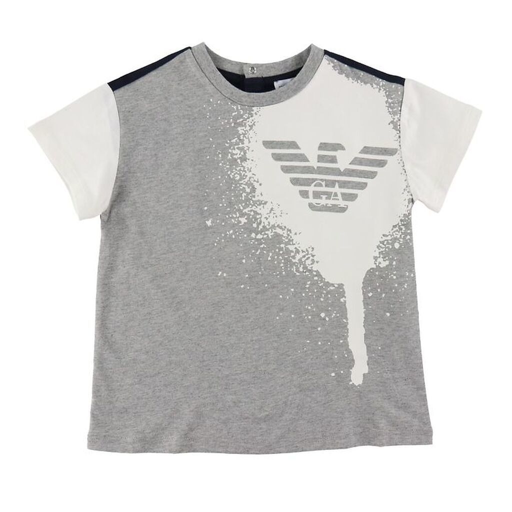 Emporio Armani T-shirt - Gråmeleret/Navy m. Hvid