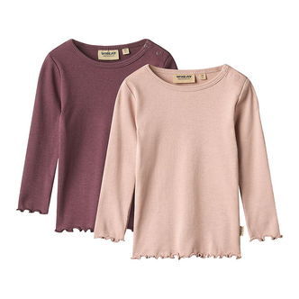 Wheat Bluser - Rib/Blonder - 2-pak - Ida - Eggplant