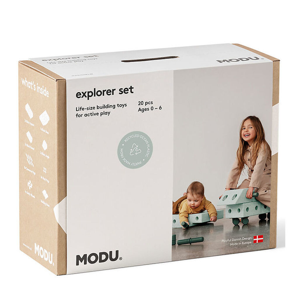 MODU Explorer Sæt - 20 Dele - 55x40x20 cm - Ocean Mint/Forest Gr
