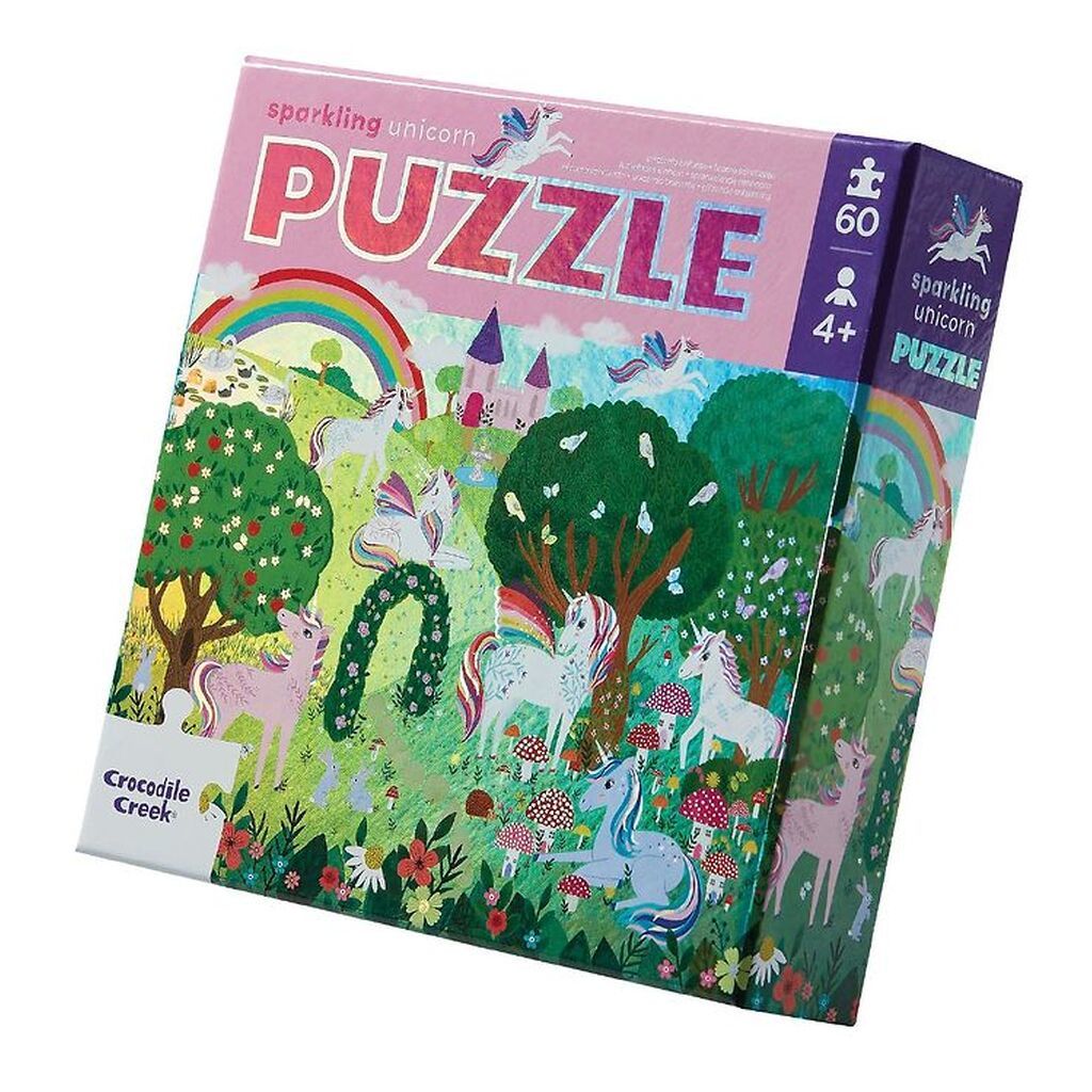 Crocodile Creek Puslespil - 60 Brikker - Sparkling Unicorn