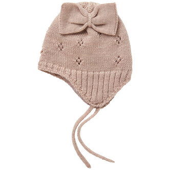 Name It Babyhjelm - Uld - Strik - NbfWrilla - Shadow Gray/Bow