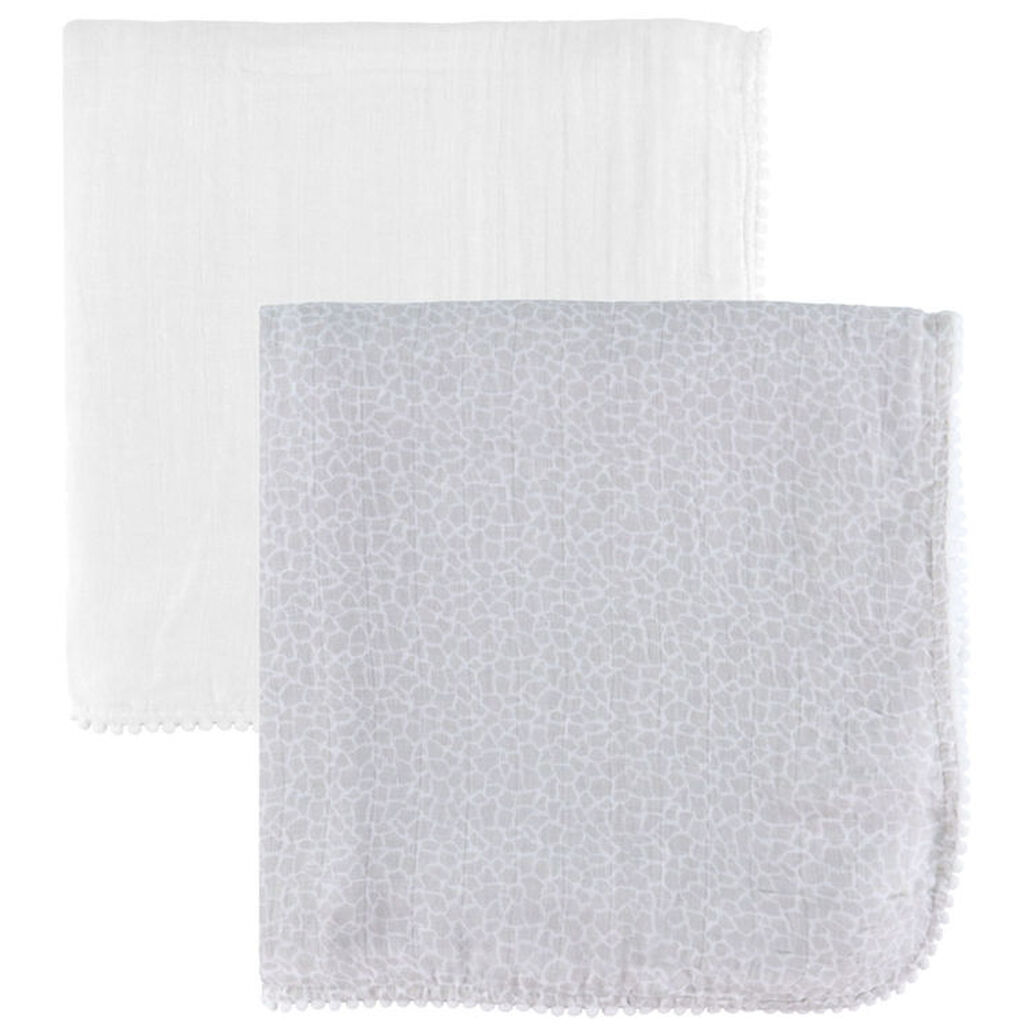 Jack o Juno Babysvøb - 120x120 cm - 2-pak - Pom Pom - Pearl/Gira