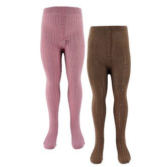 Minymo Strømpebukser - 2-Pak - Rib - Orchid Haze