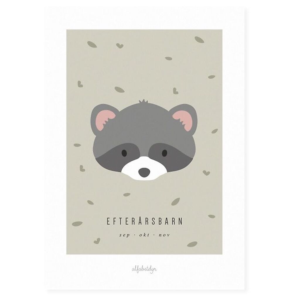 Alfabetdyr Plakat - 30x42 - Efterårsbarn