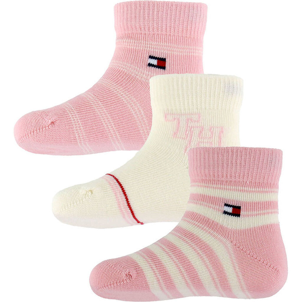 Tommy Hilfiger Strømper - 3-pak - Rosa/Hvid