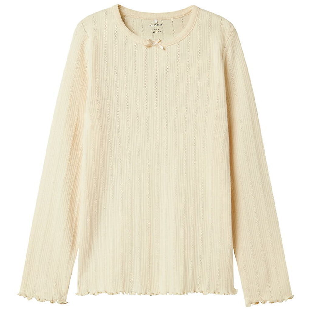Name It Bluse - Rib - NkfNolea - Parchment m. Hulmønster