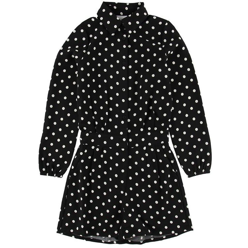 Grunt Buksedragt - Lisbeth - Sort m. Prikker