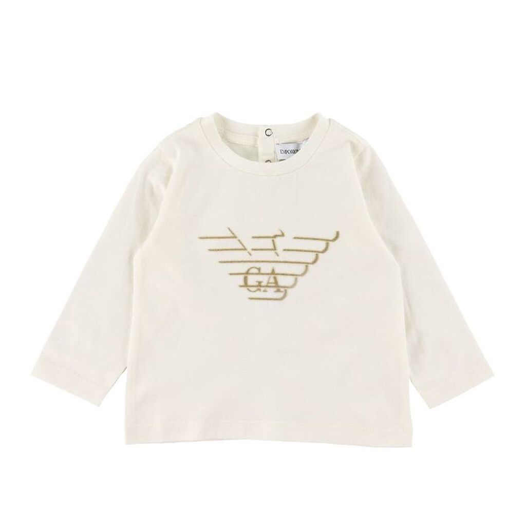 Emporio Armani Bluse - Hvid/Brun m. Logo