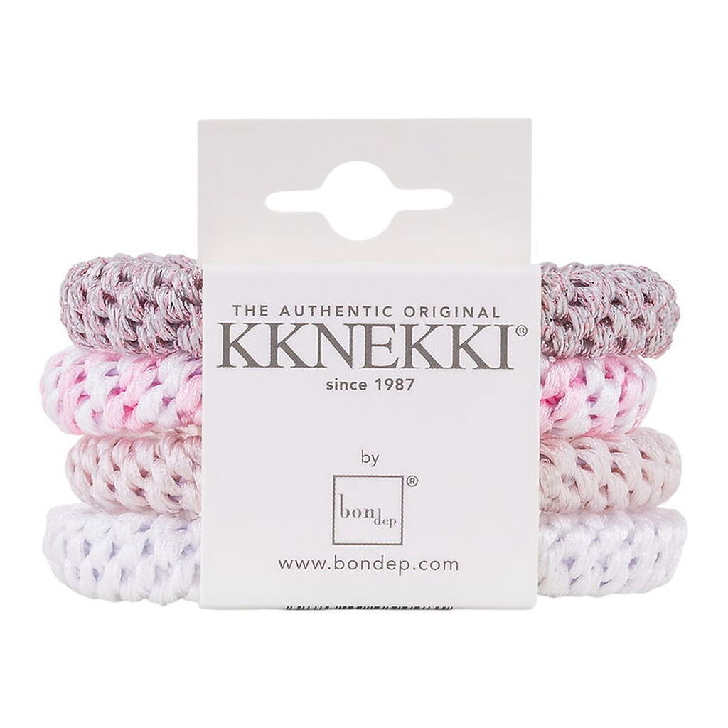 Kknekki Hårelastikker - 4-pak - Pink/Hvid