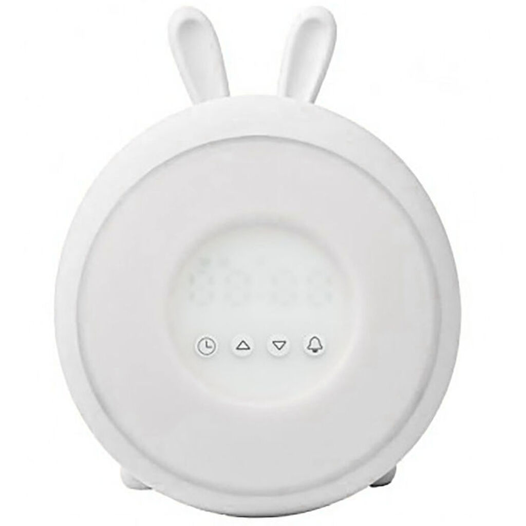 Rabbit & Friends Vækkeur m. Lys - Wake Up - 20x15x6 cm - Hvid