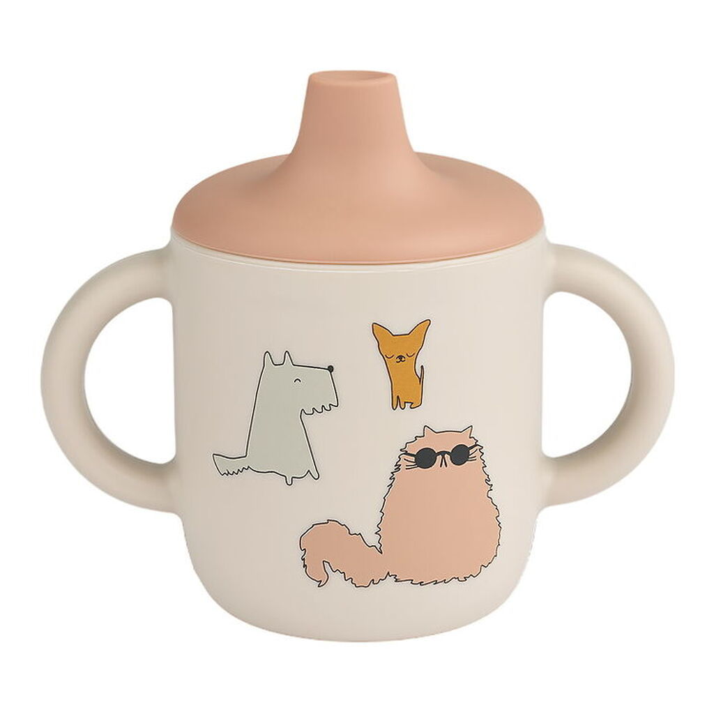 Liewood Kop m. Tud - Neil Sippy Cup - Silikone - Cats and Dogs/S