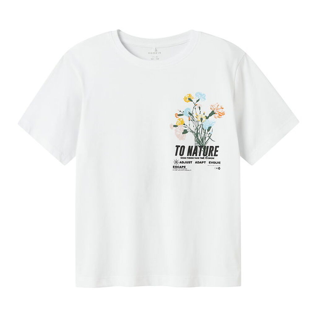 Name It T-shirt - NkmLaurel - Bright White m. Blomster