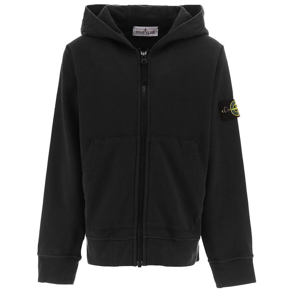 Stone Island Cardigan - Sort m. Logo