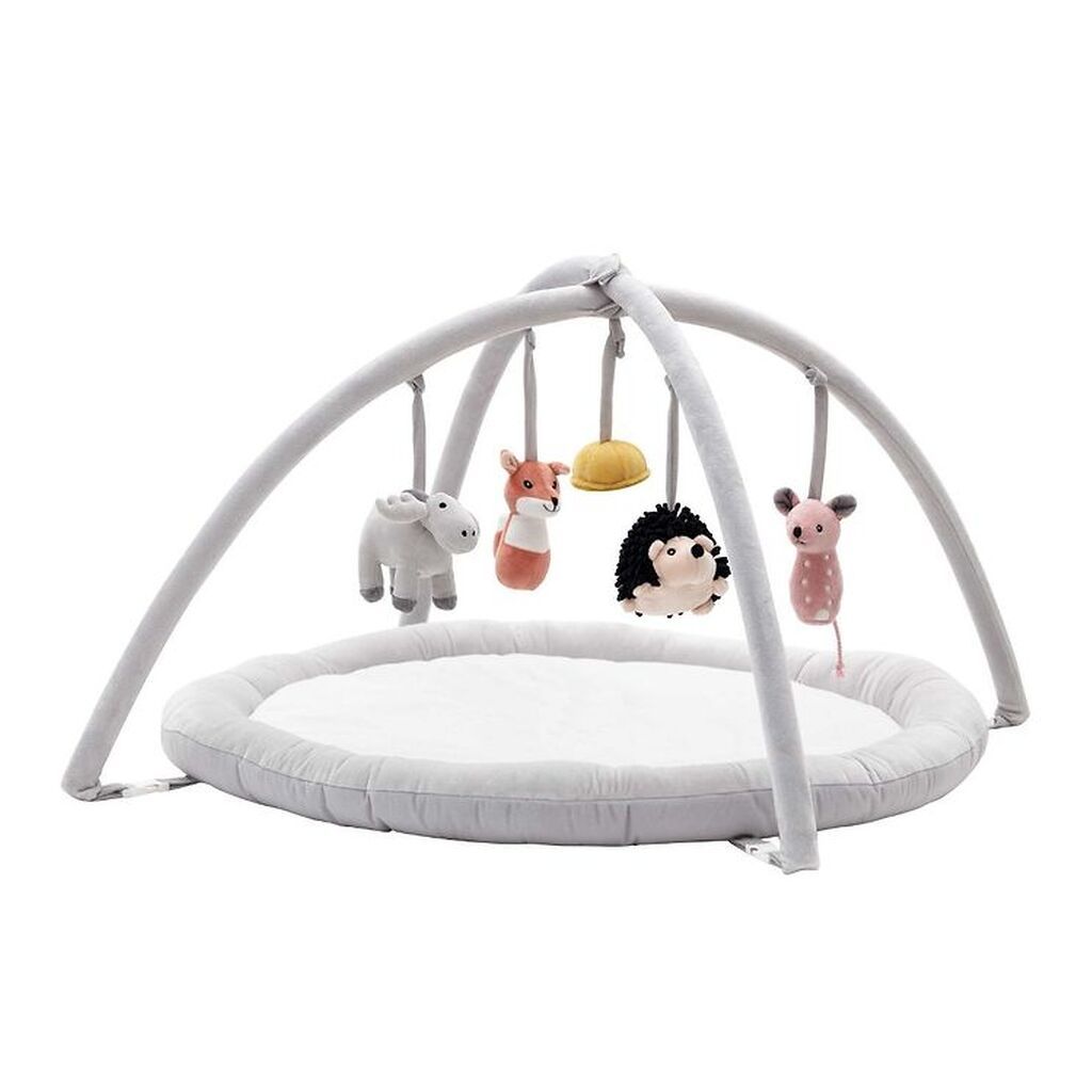 Kids Concept Aktivitetstæppe - Edvin - Grå m. Dyr