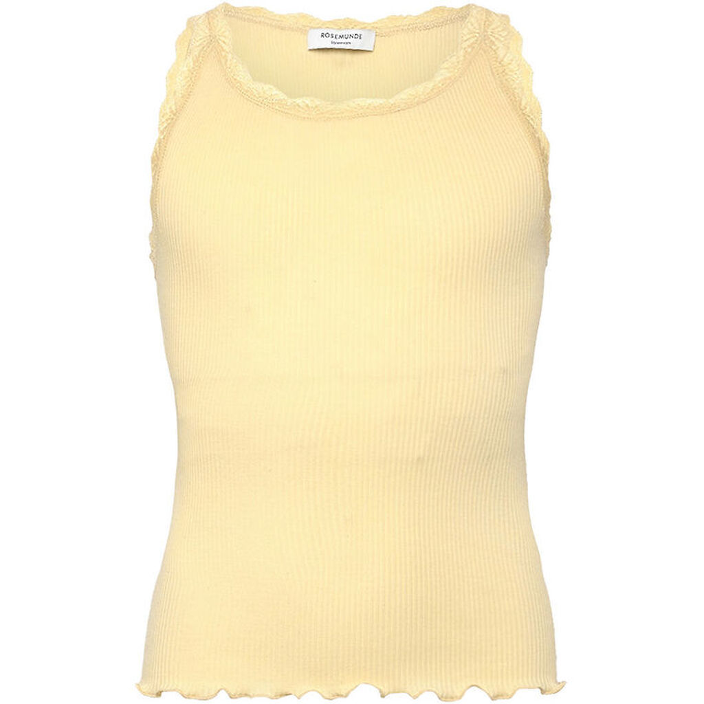 Rosemunde Top - Rib - Balta - Pastel Yellow m. Blonder