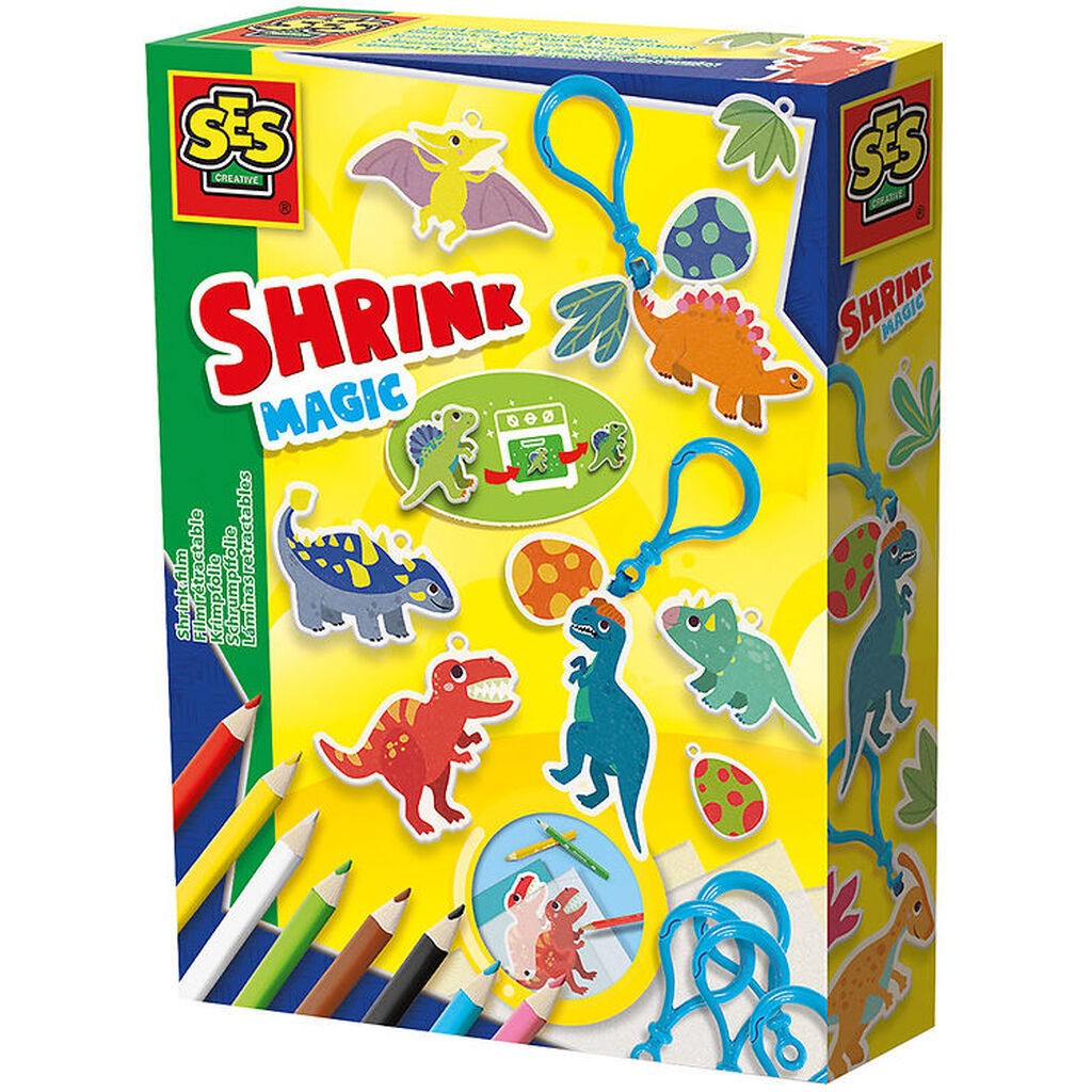 SES Creative Kreasæt - Krympeplast - Dinosaur Nøgleringe