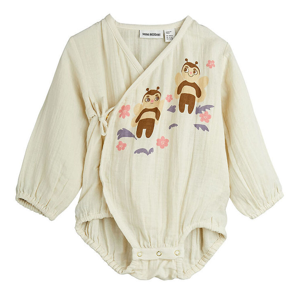 Mini Rodini Slå-om Body l/æ - Offwhite m. Bier