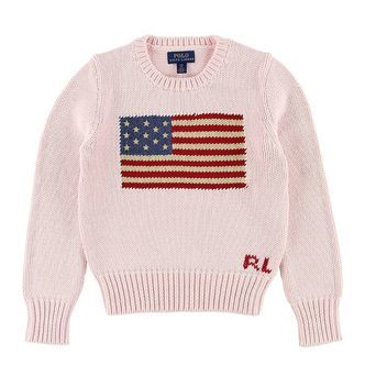 Polo Ralph Lauren Bluse - Strik - Lyserød m. Flag