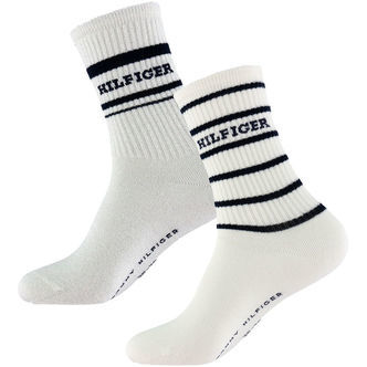 Tommy Hilfiger Strømper - 2-pak - Off White m. Sort/Glimmer